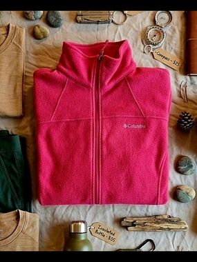 Columbia Red Full-Zip Fleece Jacket